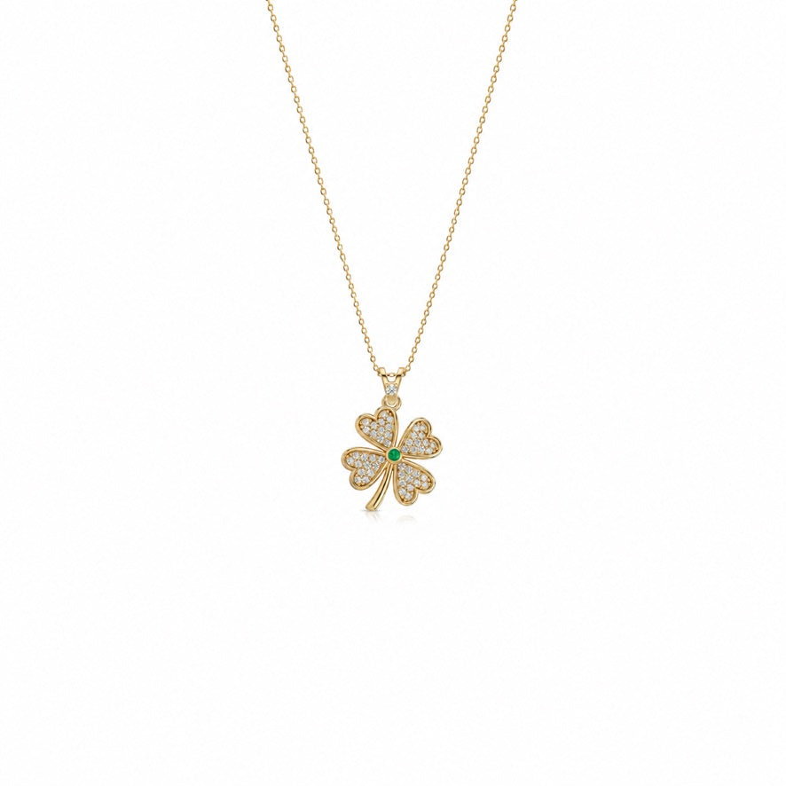 SORS Özel Tasarım Lucky Clover Taşlı Kolye