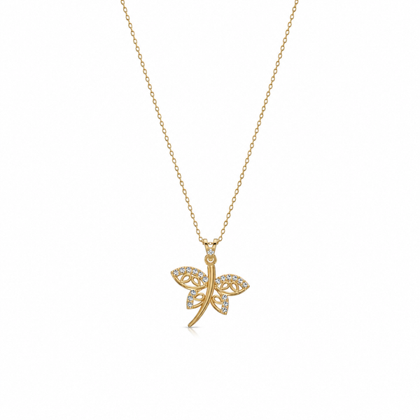 SORS Özel Tasarım Altın Royal Dragonfly Kolye