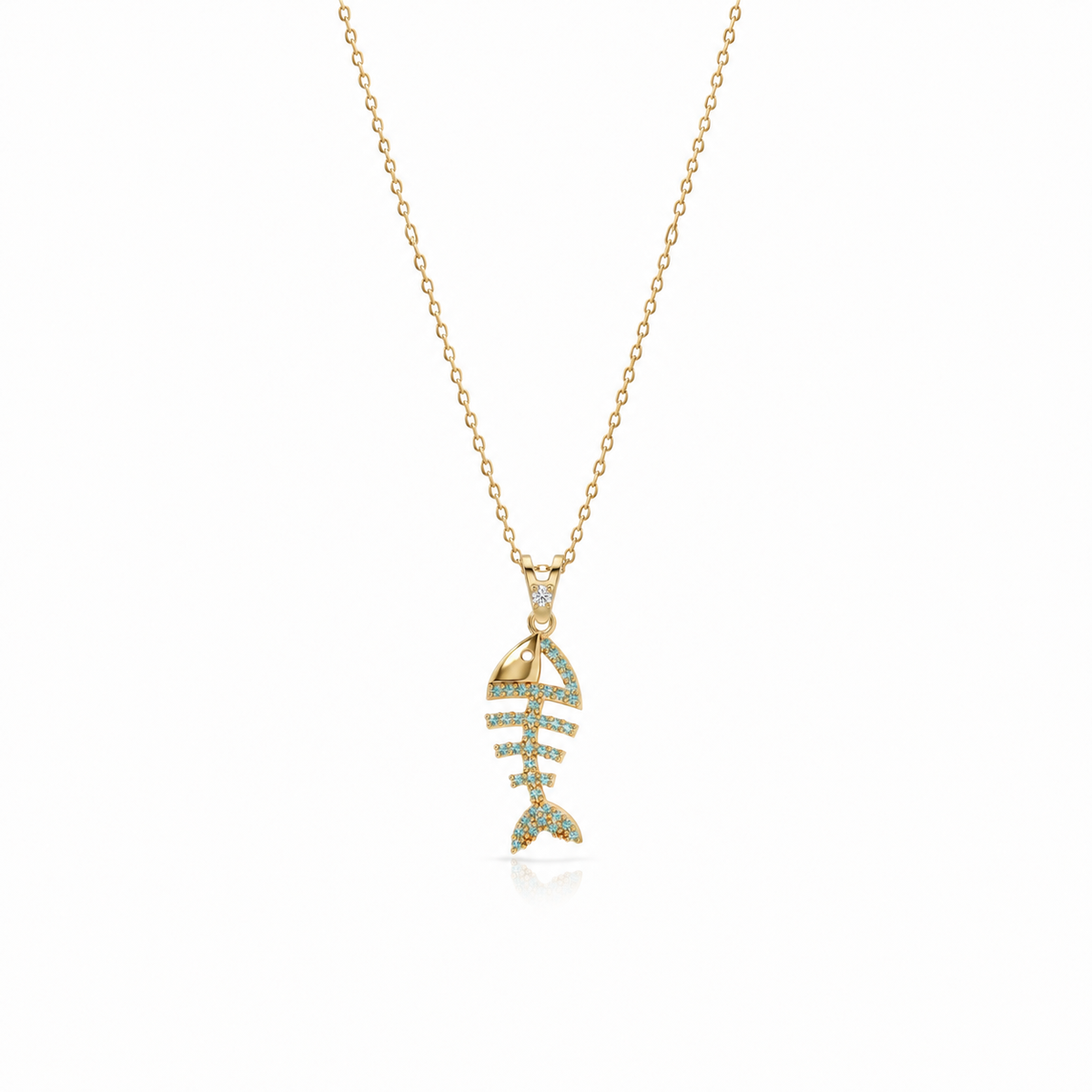 SORS Özel Tasarım Altın Fishbone Charm Kolye