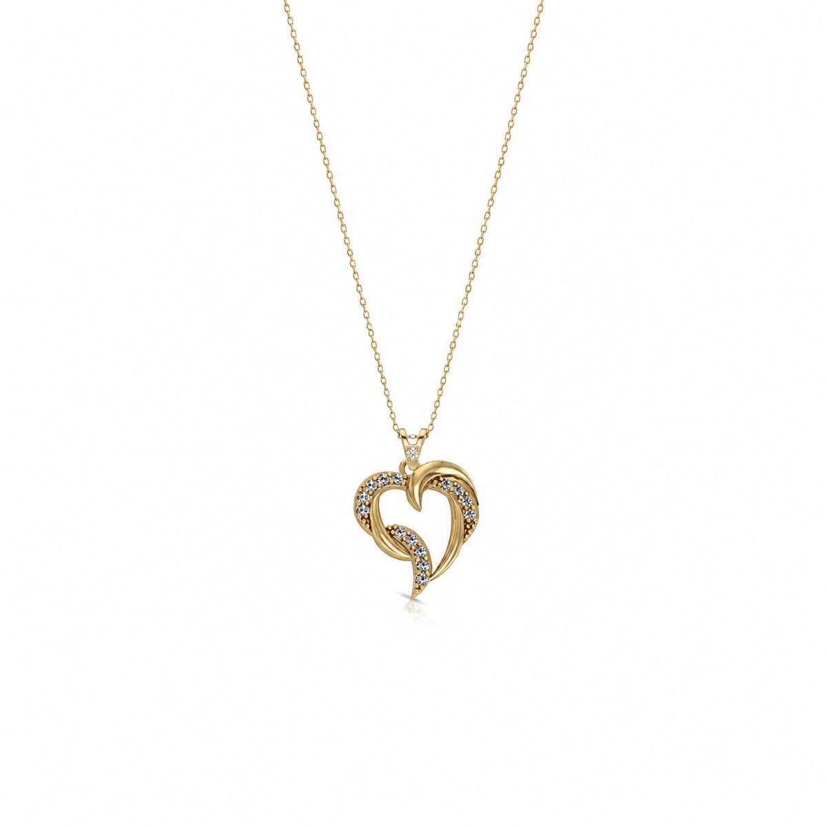 SORS Özel Tasarım Altın Deep Heart Taşlı Kolye