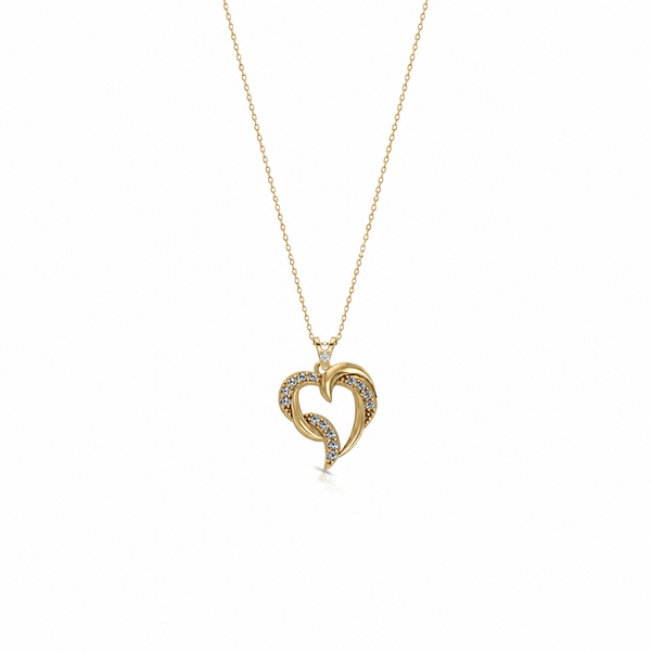 SORS Özel Tasarım Altın Deep Heart Taşlı Kolye