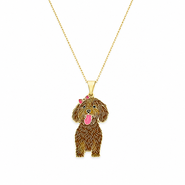 SORS Özel Tasarım Altın Toy Poodle Figürlü Kolye Ucu