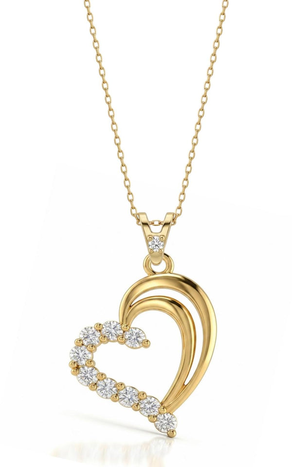 SORS Özel Tasarım Altın Dual Heart Taşlı Kolye