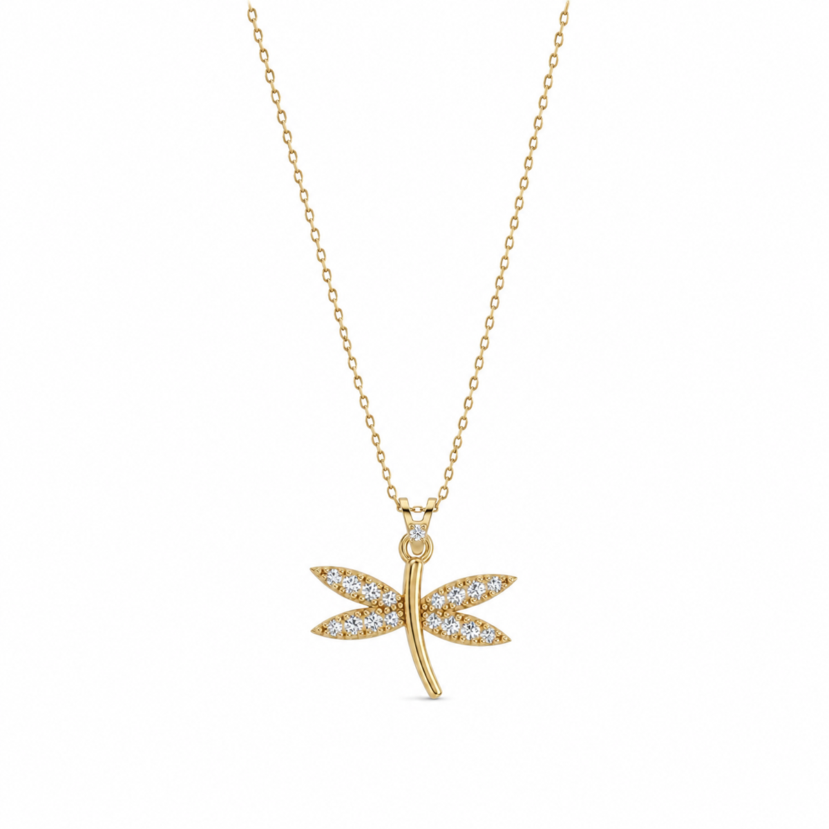 SORS Özel Tasarım Altın Shiny Dragonfly Kolye
