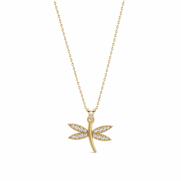 SORS Özel Tasarım Altın Shiny Dragonfly Kolye
