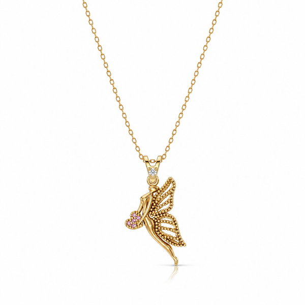SORS Özel Tasarım Altın Love Fairy Taşlı Kolye