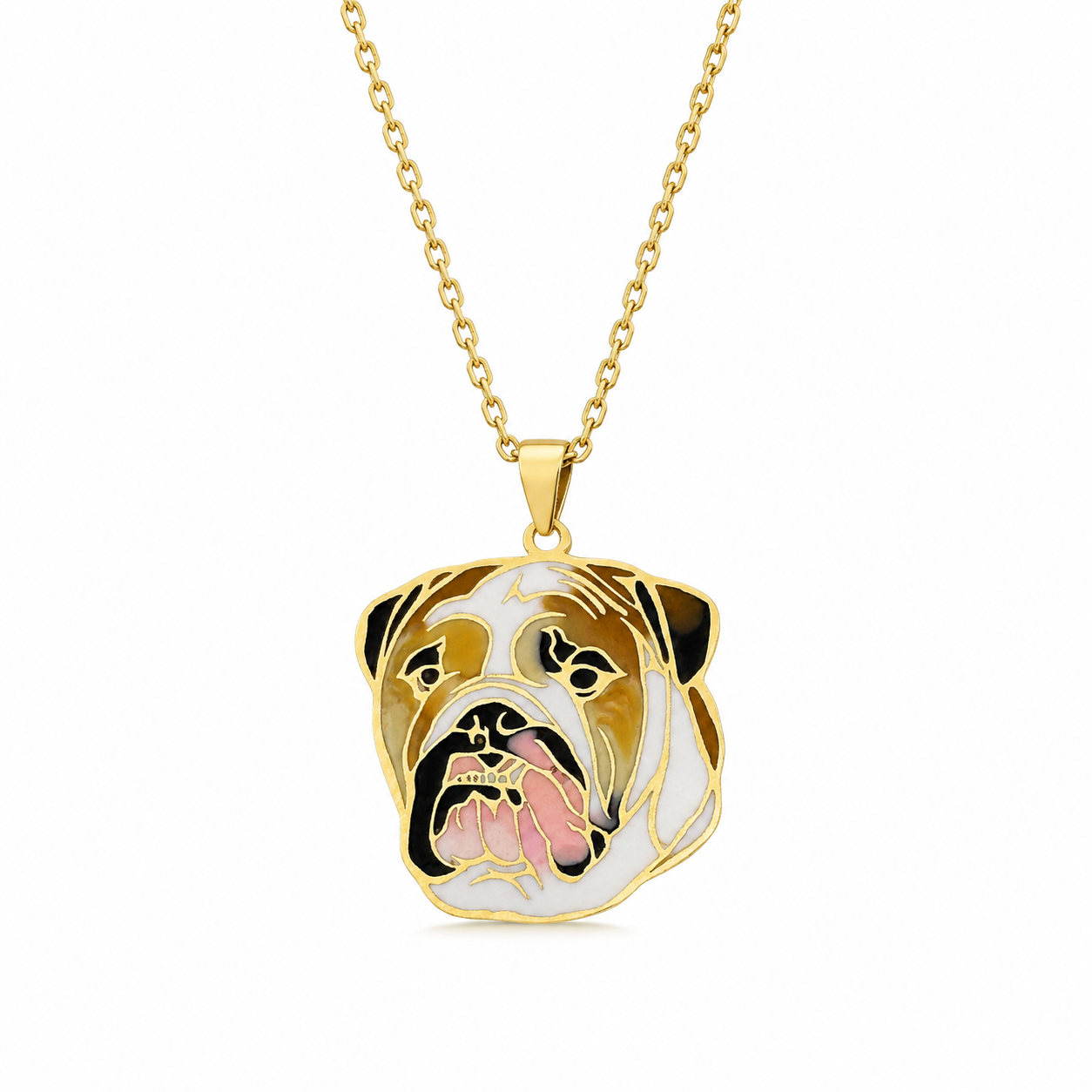 SORS Özel Tasarım Altın English Bulldog Figürlü Kolye Ucu