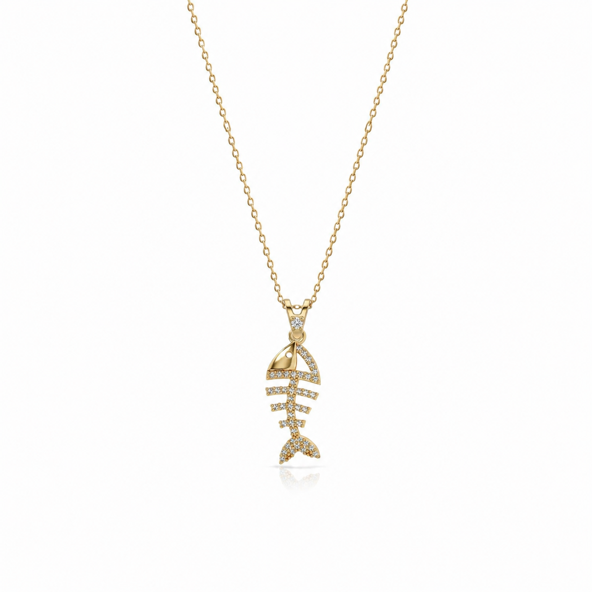 SORS Özel Tasarım Altın Fishbone Charm Kolye