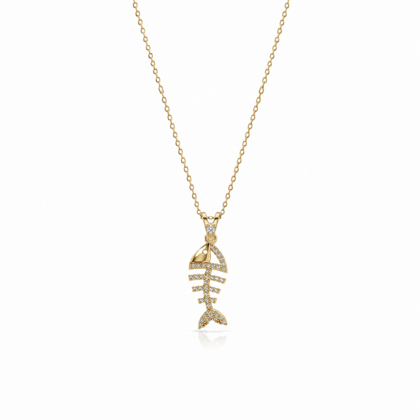 SORS Özel Tasarım Altın Fishbone Charm Kolye