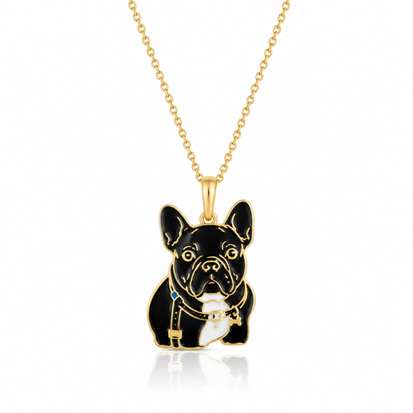 SORS Özel Tasarım Altın Pied French Bulldog Figürlü Kolye Ucu