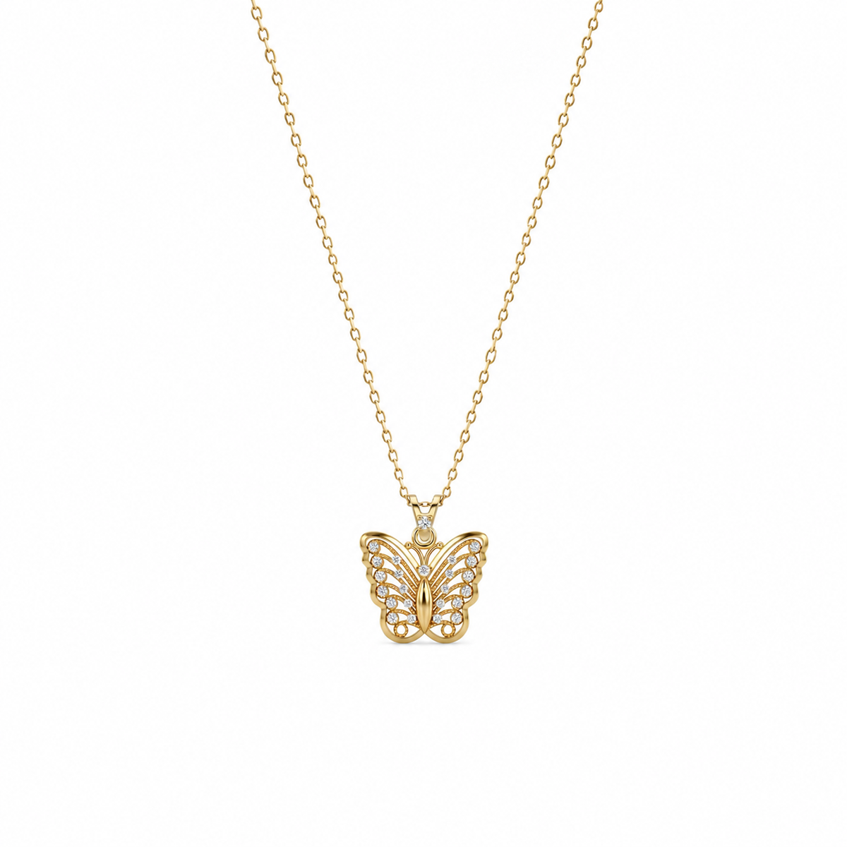 SORS Özel Tasarım Altın Vintage Butterfly Kolye