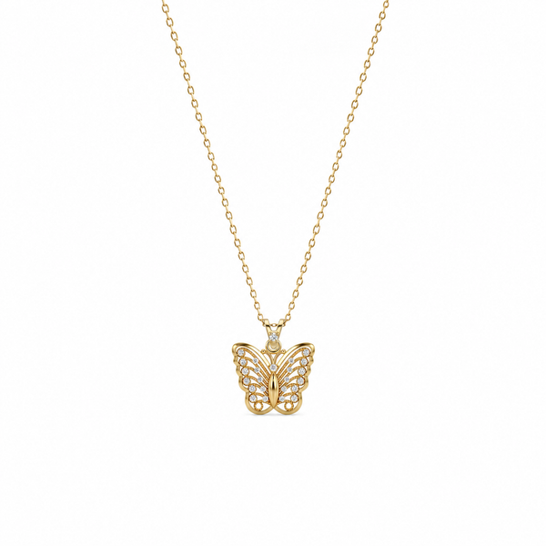 SORS Özel Tasarım Altın Vintage Butterfly Kolye