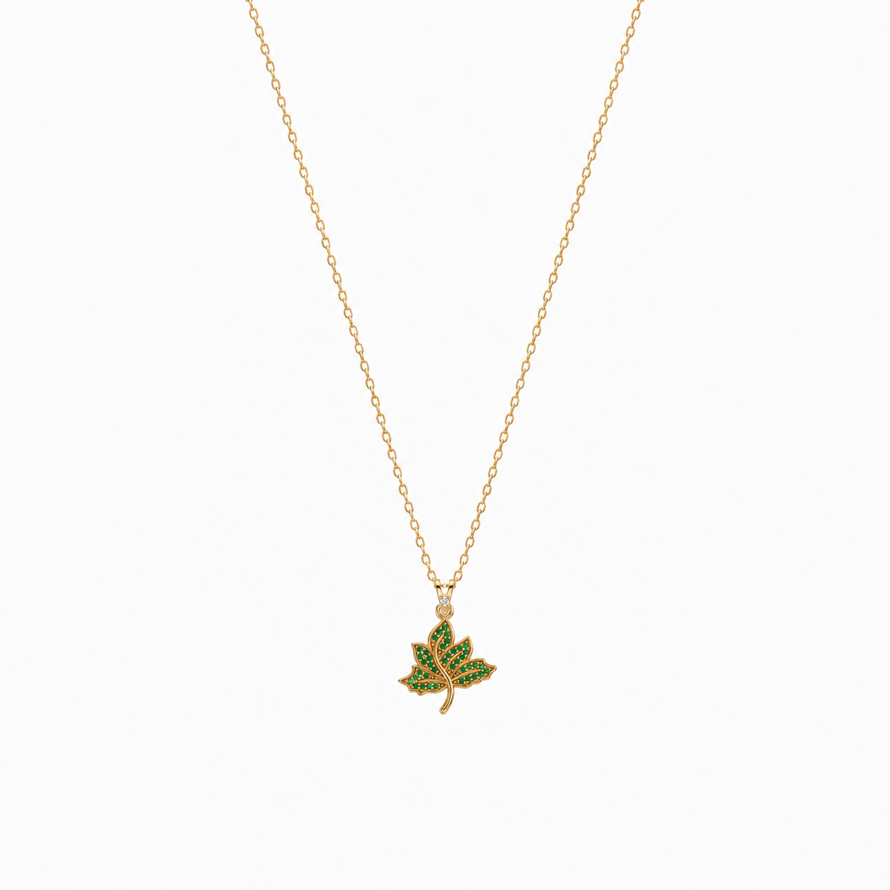 SORS Özel Tasarım Altın Autumn Leaf Taşlı Kolye