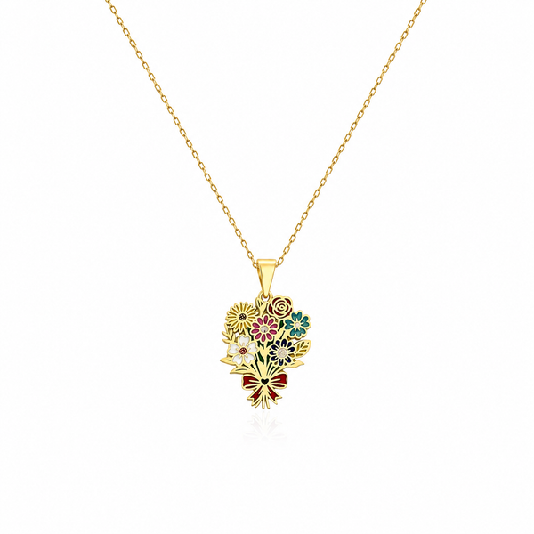 SORS Özel Tasarım Altın Blossom Bouquet Çiçekli Kolye