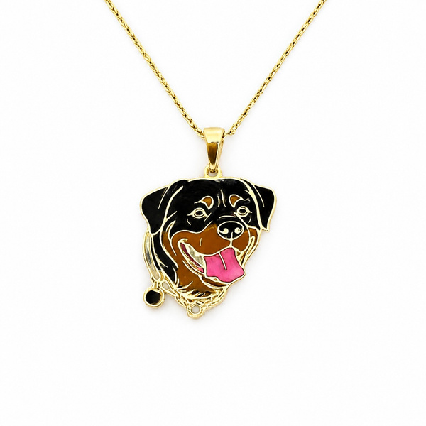 SORS Özel Tasarım Altın Rottweiler Figürlü Kolye Ucu