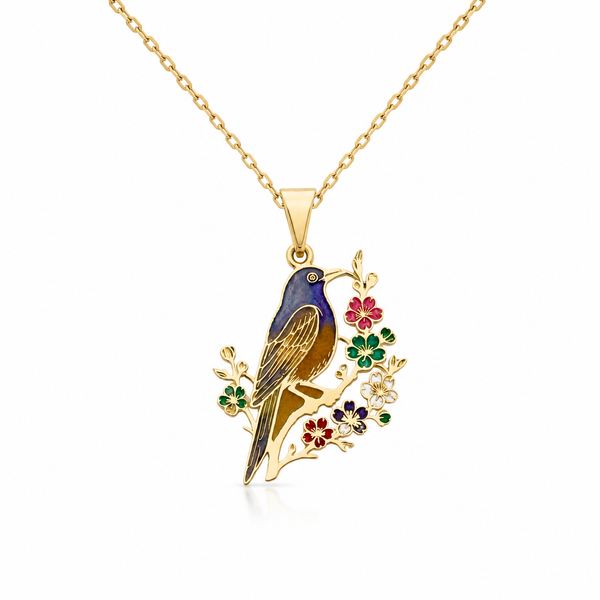 SORS Özel Tasarım Blue Bird Blossom Mineli Kolye