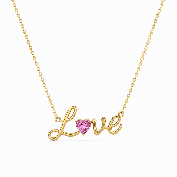 SORS Özel Tasarım Pink Love Taşlı Kolye