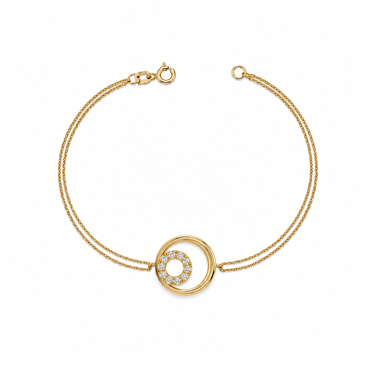 SORS Özel Tasarım Altın Circle Charm Taşlı Bileklik