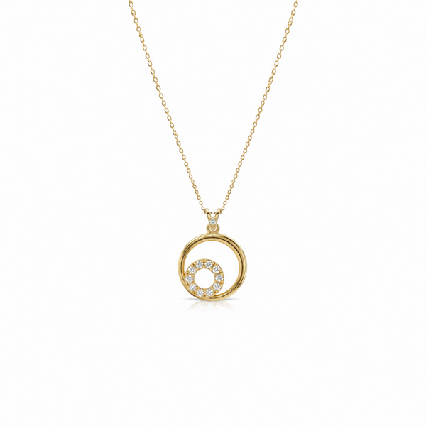 SORS Özel Tasarım Altın Circle Charm Taşlı Kolye
