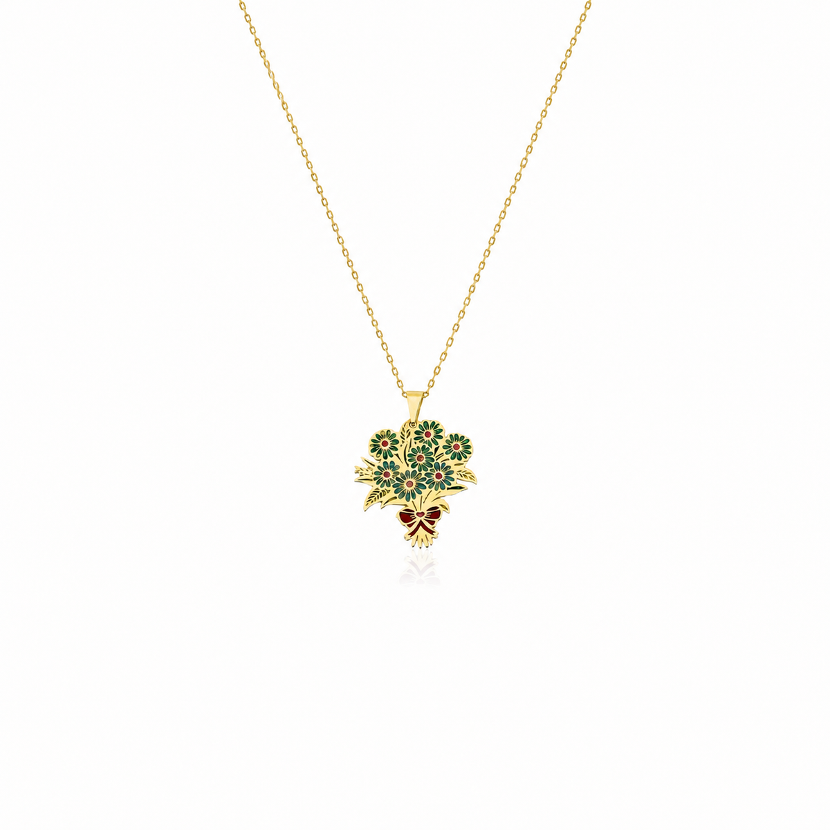 SORS Özel Tasarım Altın Daisy Bouquet Çiçekli Kolye