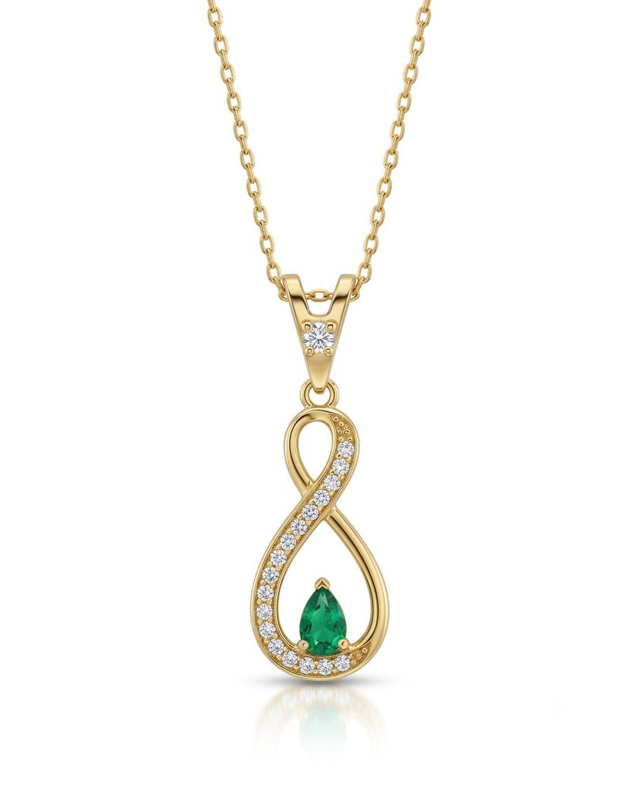 SORS Özel Tasarım Altın Elegance Infinity Taşlı Kolye
