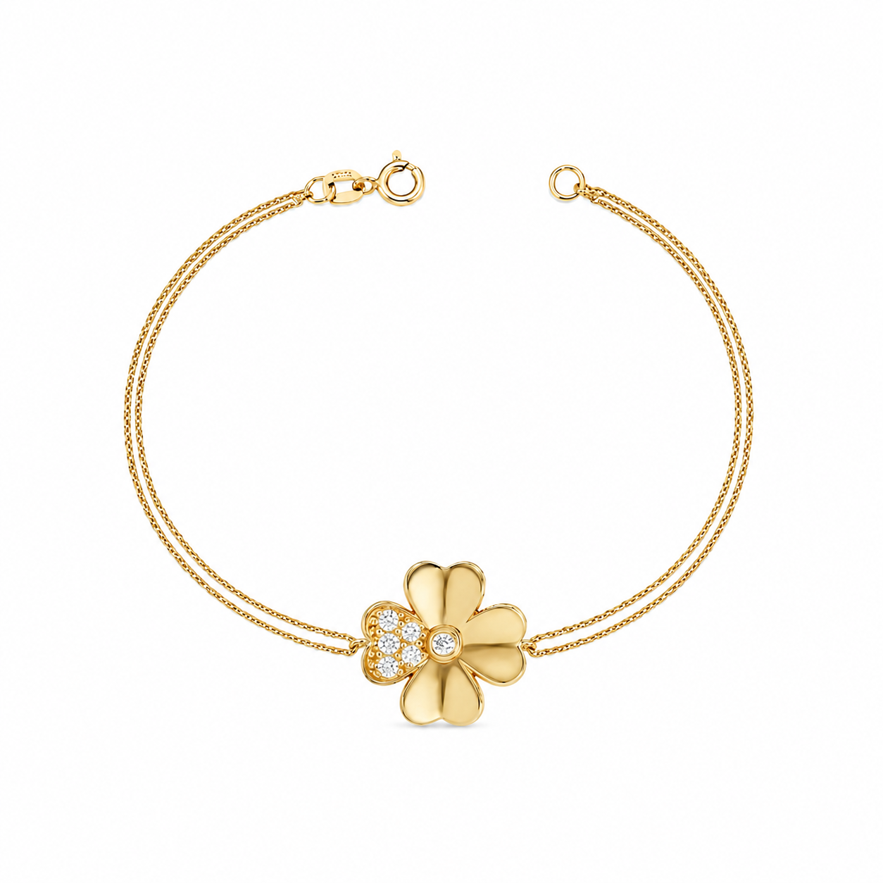 SORS Özel Tasarım Altın Golden Clover Taşlı Bileklik