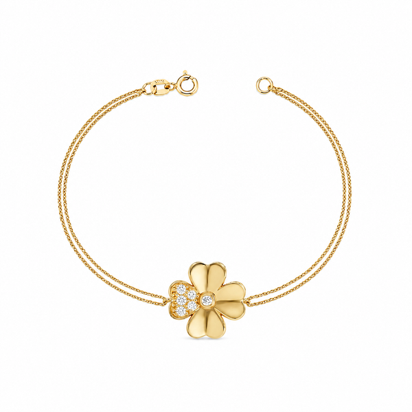 SORS Özel Tasarım Altın Golden Clover Taşlı Bileklik