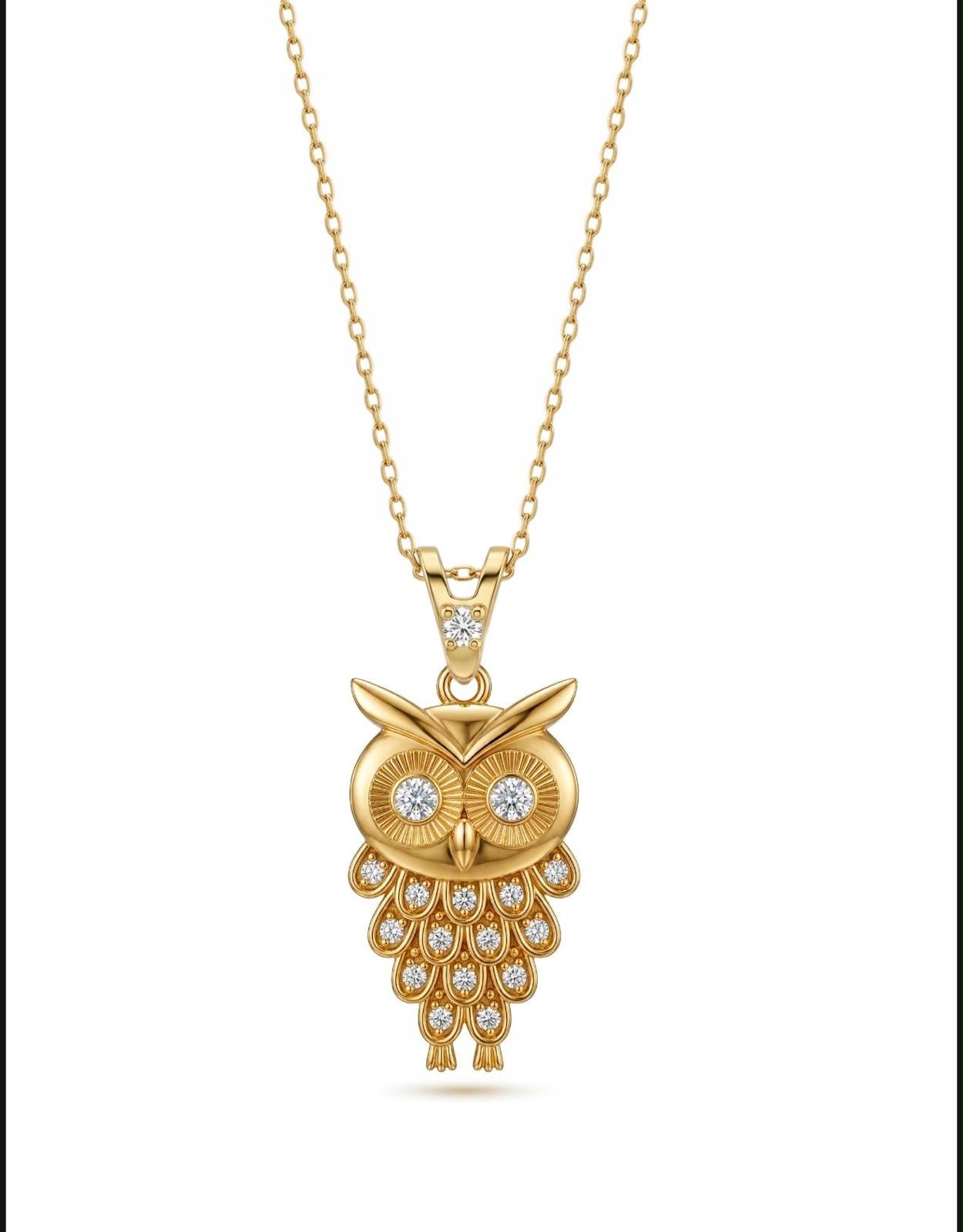 SORS Özel Tasarım Golden Owl Taşlı Kolye