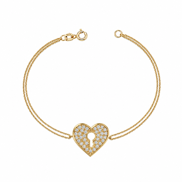 SORS Özel Tasarım Altın Heart Lock Taşlı Bileklik
