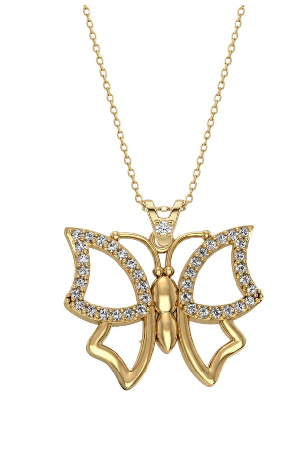 SORS Özel Tasarım Altın Lace Butterfly Kolye