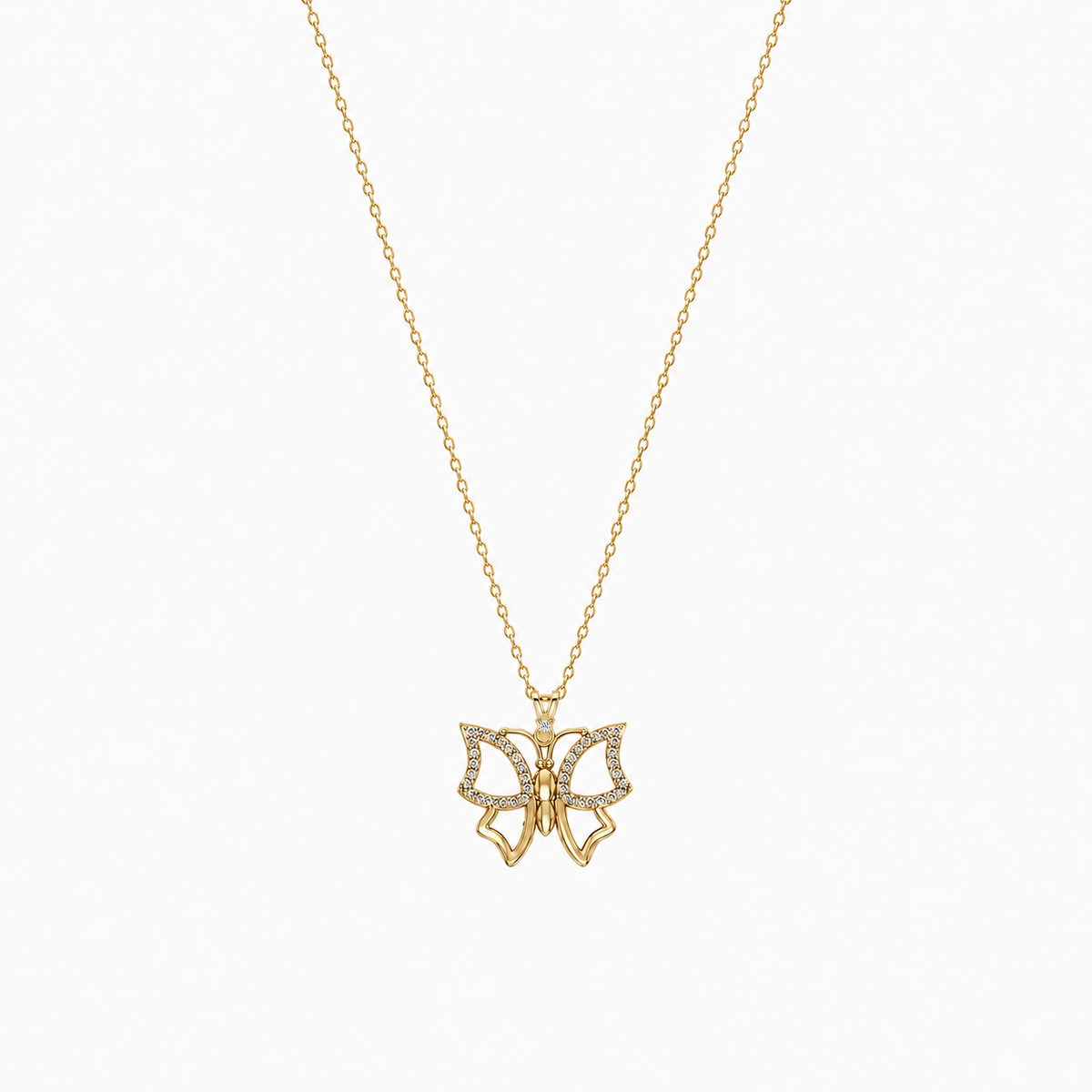 SORS Özel Tasarım Altın Lace Butterfly Kolye