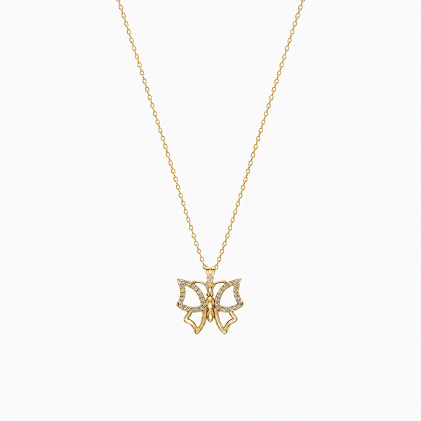 SORS Özel Tasarım Altın Lace Butterfly Kolye