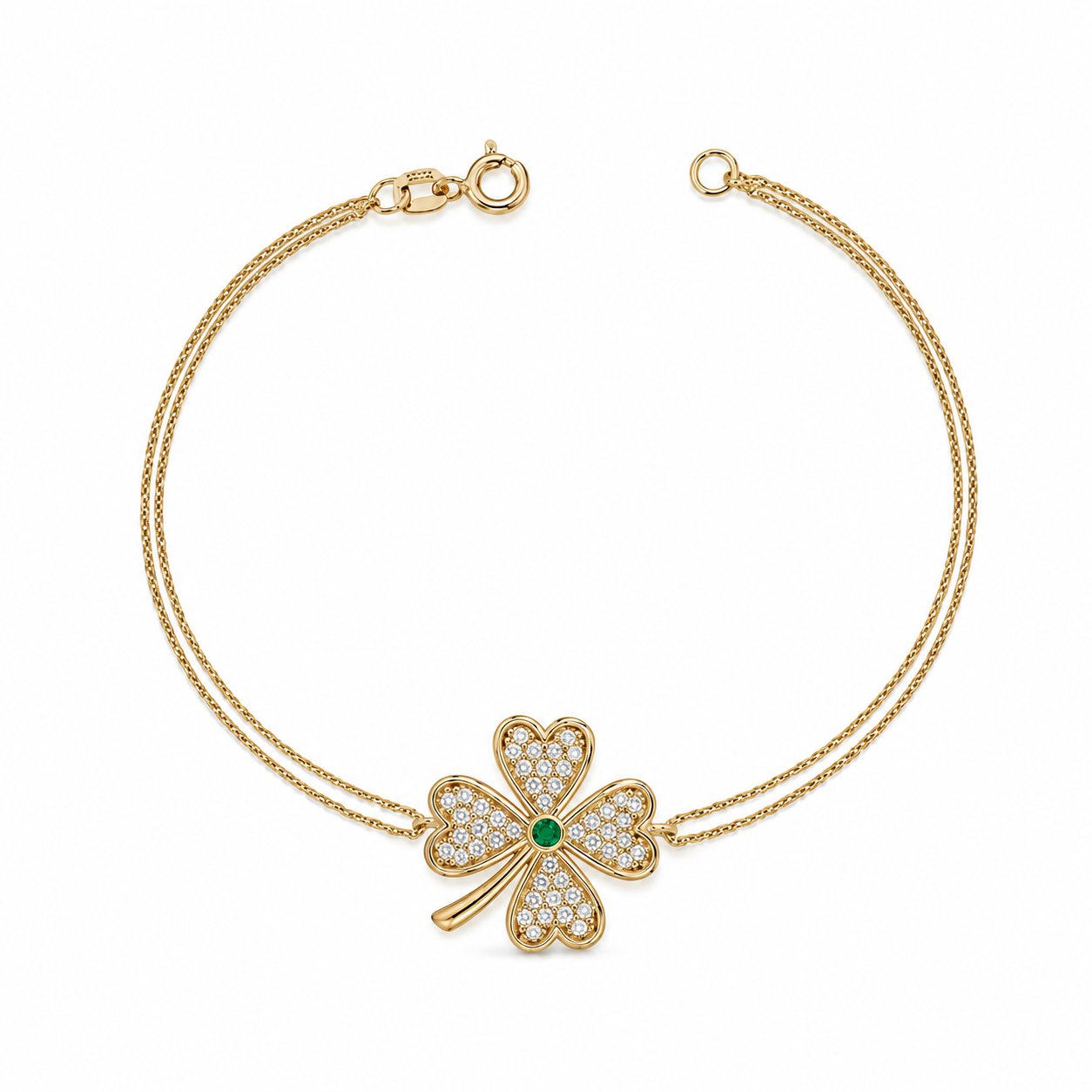SORS Özel Tasarım Altın Lucky Clover Taşlı Bileklik