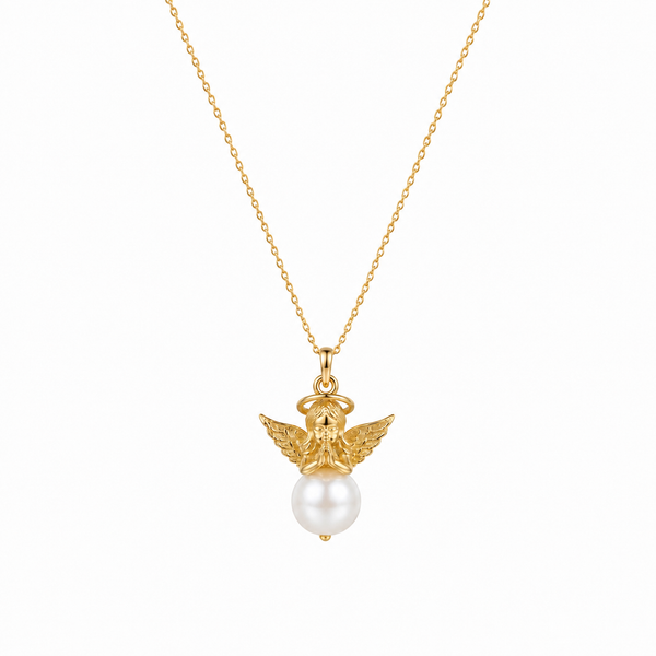 SORS Özel Tasarım Altın Pearl Angel İncili Kolye