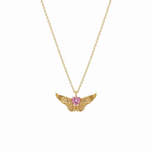 SORS Özel Tasarım Altın Pink Angel Taşlı Kolye