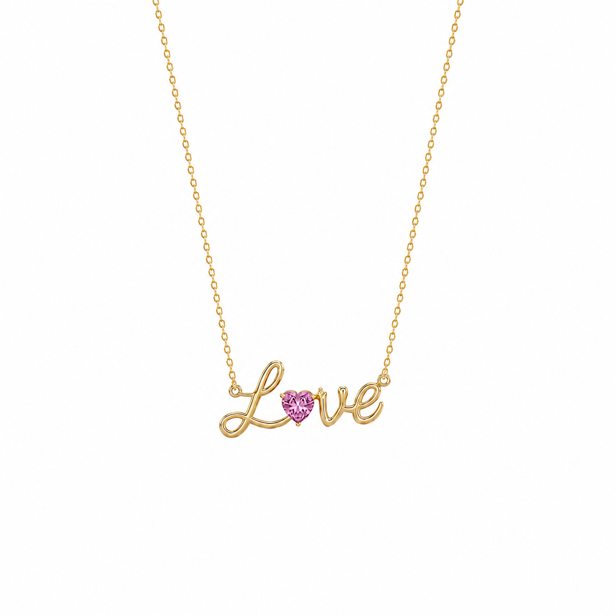 SORS Özel Tasarım Altın Pink Love Taşlı Kolye