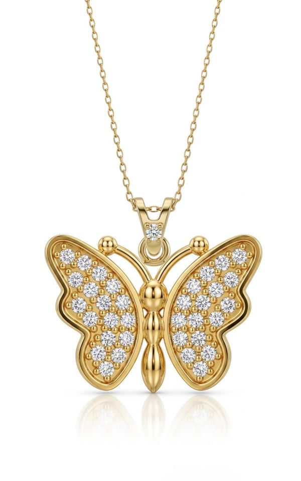 SORS Özel Tasarım Altın Pure Butterfly Kolye