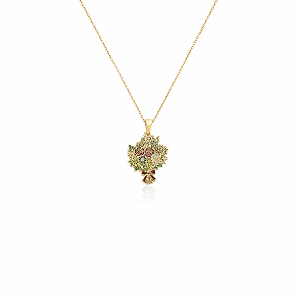 SORS Özel Tasarım Altın Royal Bouquet Çiçekli Kolye