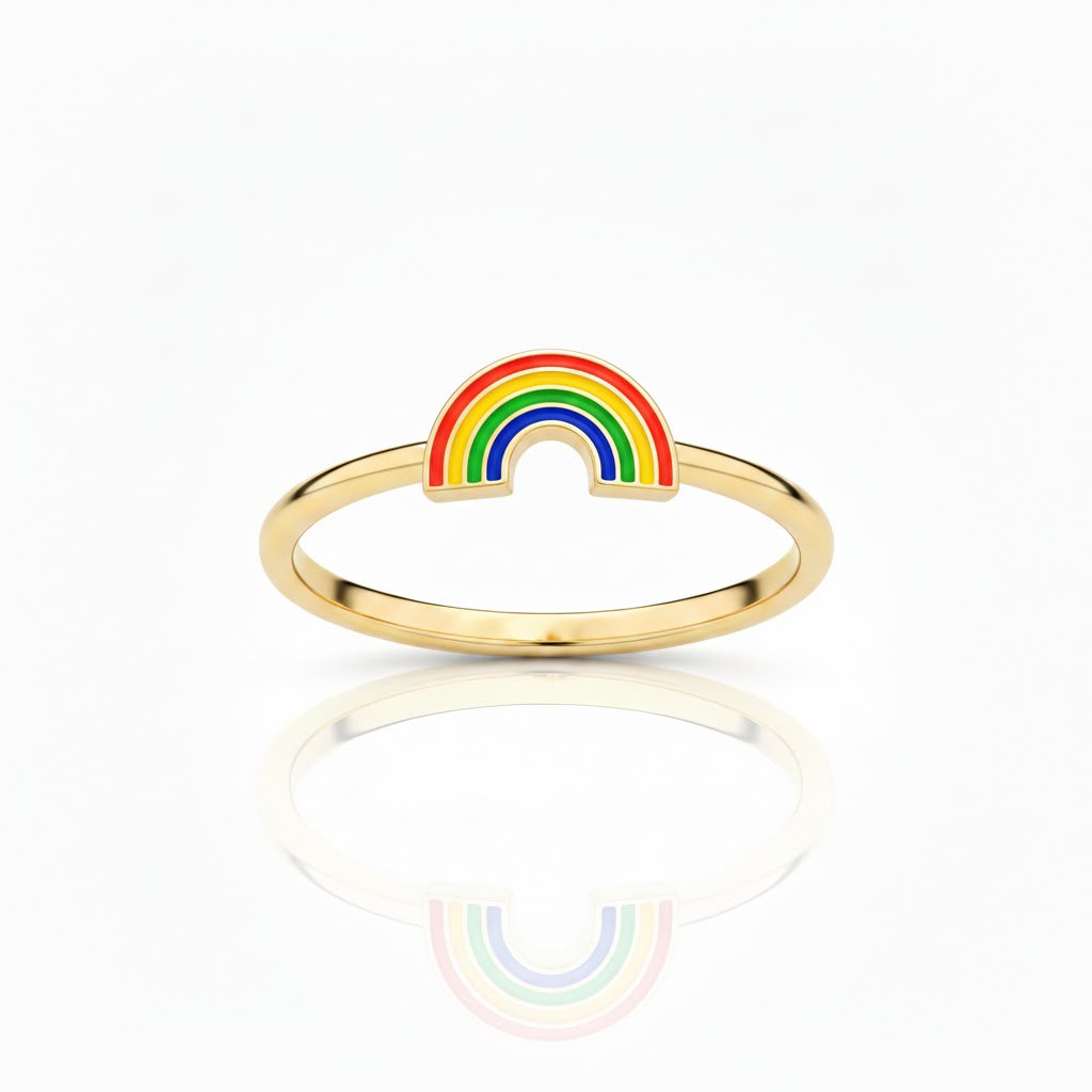 SORS Özel Tasarım Altın Rainbow Mineli Yüzük