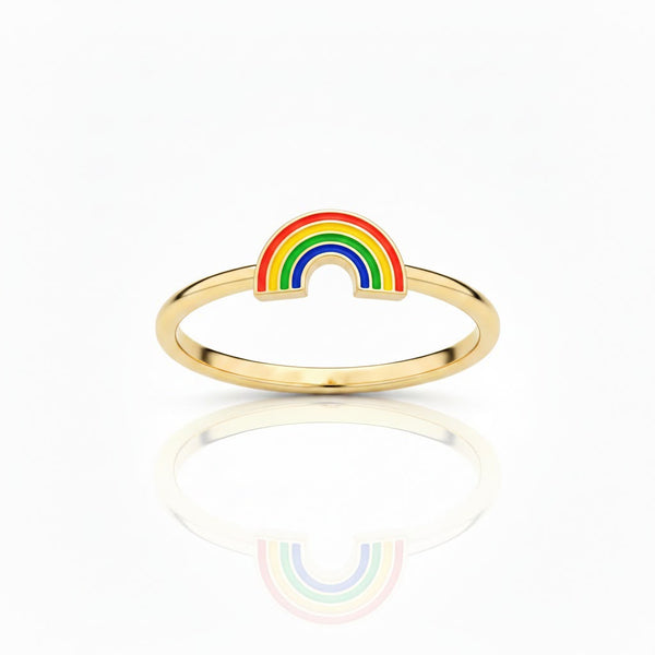 SORS Özel Tasarım Altın Rainbow Mineli Yüzük