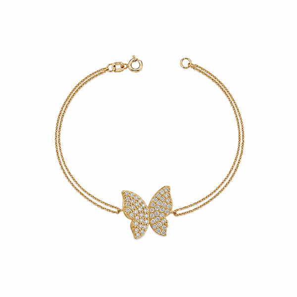 SORS Özel Tasarım Altın Shiny Butterfly Taşlı Bileklik