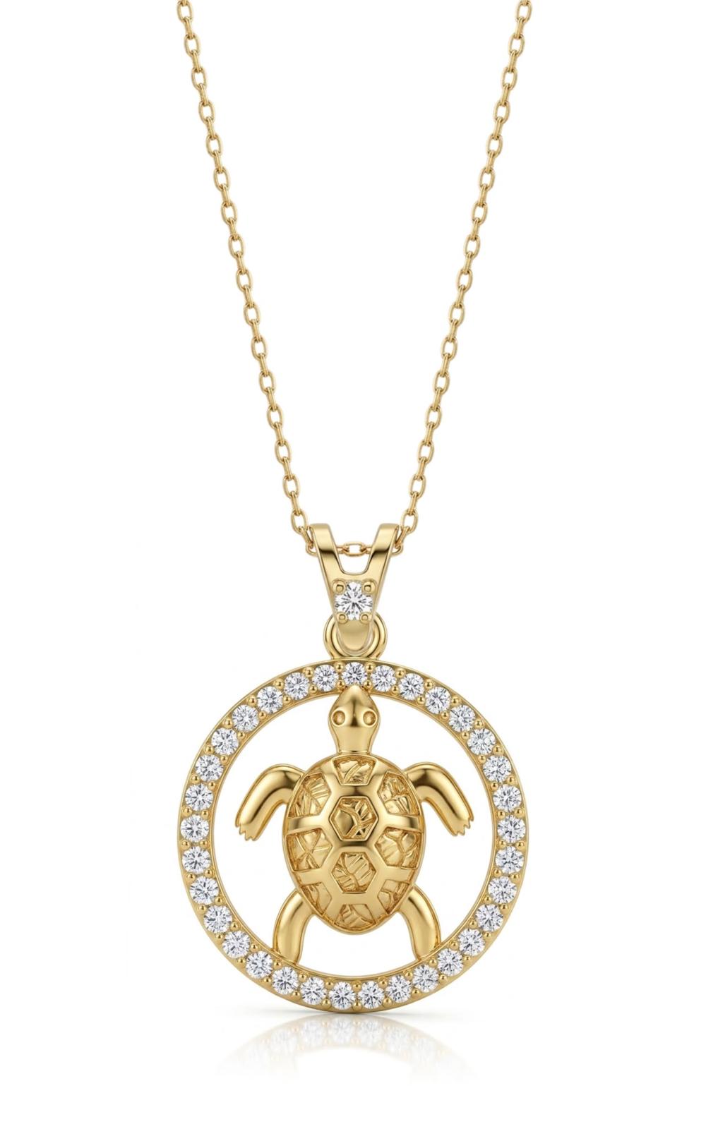 SORS Özel Tasarım Altın Lucky Turtle Taşlı Kolye