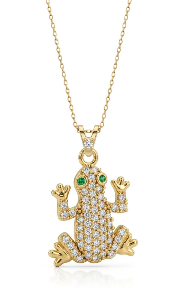 SORS Özel Tasarım Altın Prince Frog Taşlı Kolye
