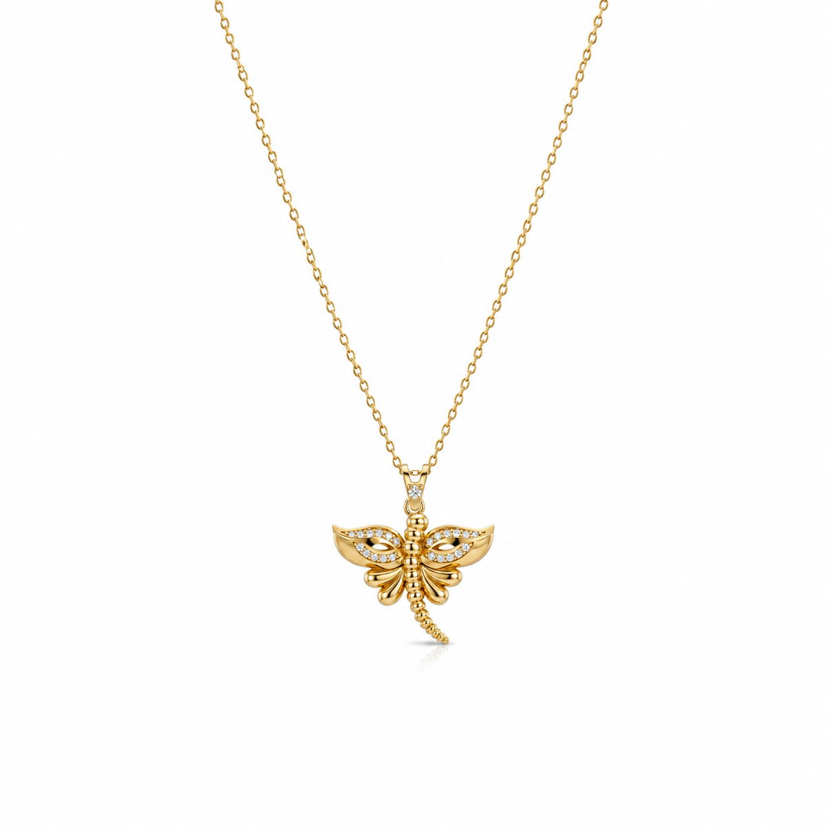 SORS Özel Tasarım Altın Elegant Dragonfly Kolye