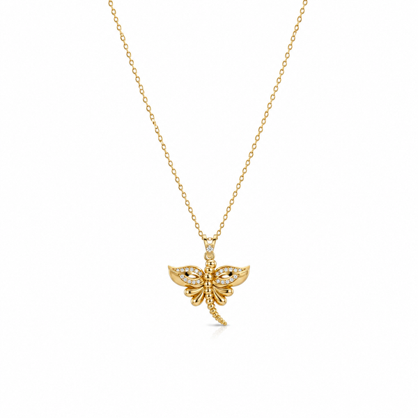 SORS Özel Tasarım Altın Elegant Dragonfly Kolye