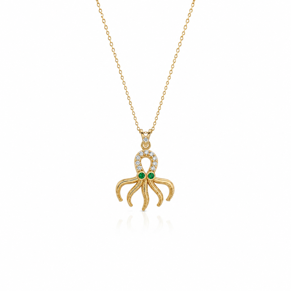 SORS Özel Tasarım Altın Golden Octopus Taşlı Kolye