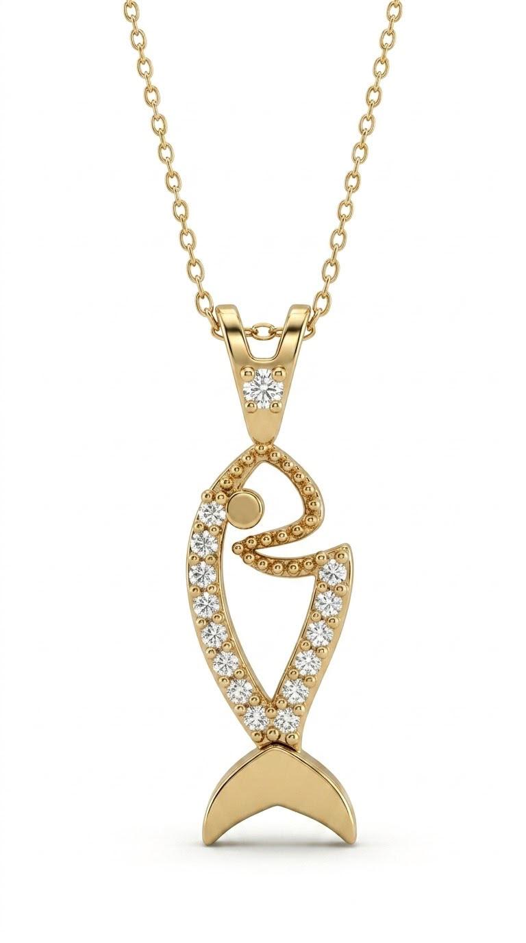 SORS Özel Tasarım Altın Glossy Fishbone Kolye