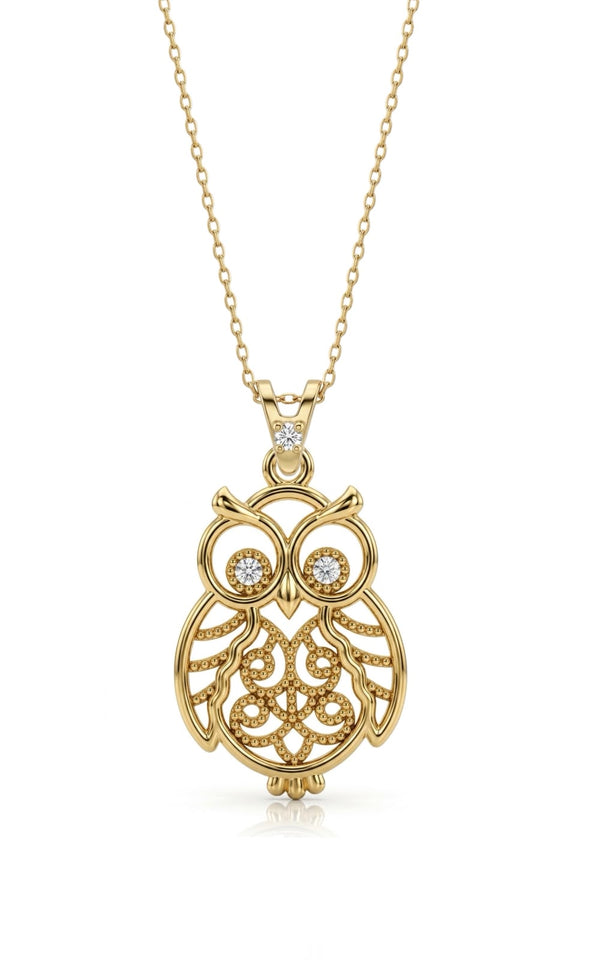 SORS Özel Tasarım Luxe Owl Taşlı Kolye