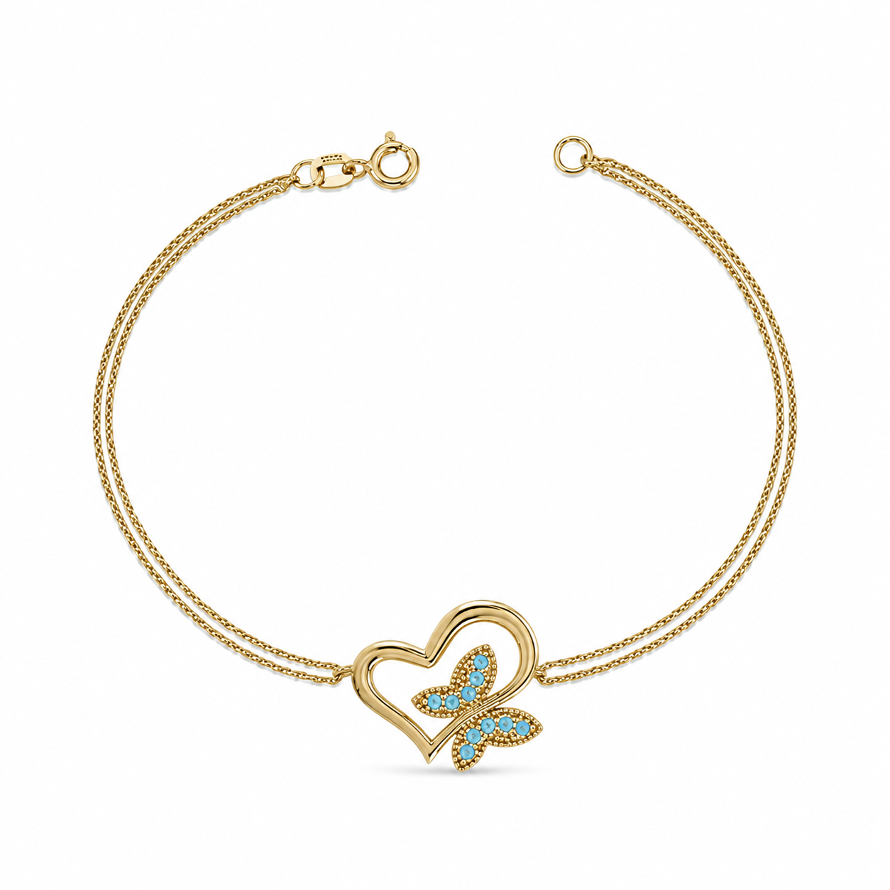SORS Özel Tasarım Altın Butterfly Heart Taşlı Bileklik