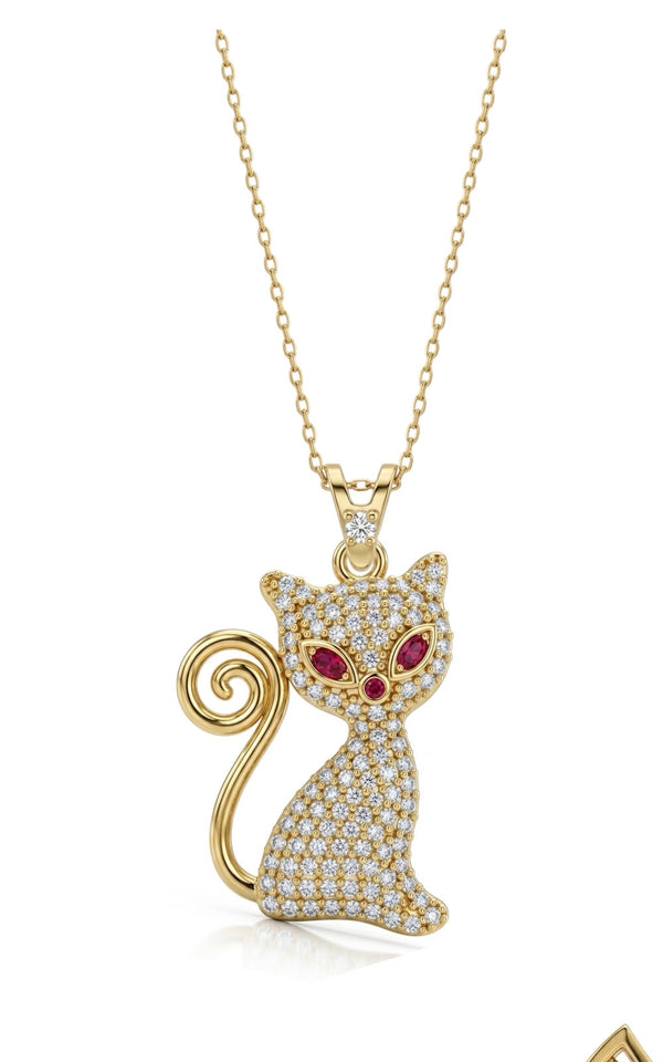 SORS Özel Tasarım Altın Cat Charm Kolye